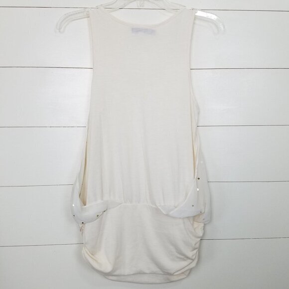 Jennifer Lopez Cream Gold Sequined Blousey Tank MP - Picture 2 of 5